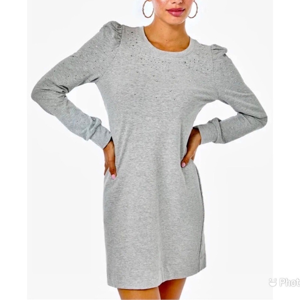 Lilly Pulitzer Jansen Dress Long Sleeve Gray Embellished 006807‎